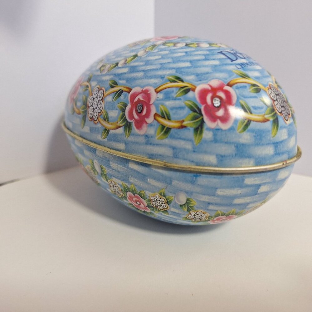 Dove Chocolate Decorative Floral Tin Egg Storage Box 5" Basketweave Litho - Picture 10 of 15